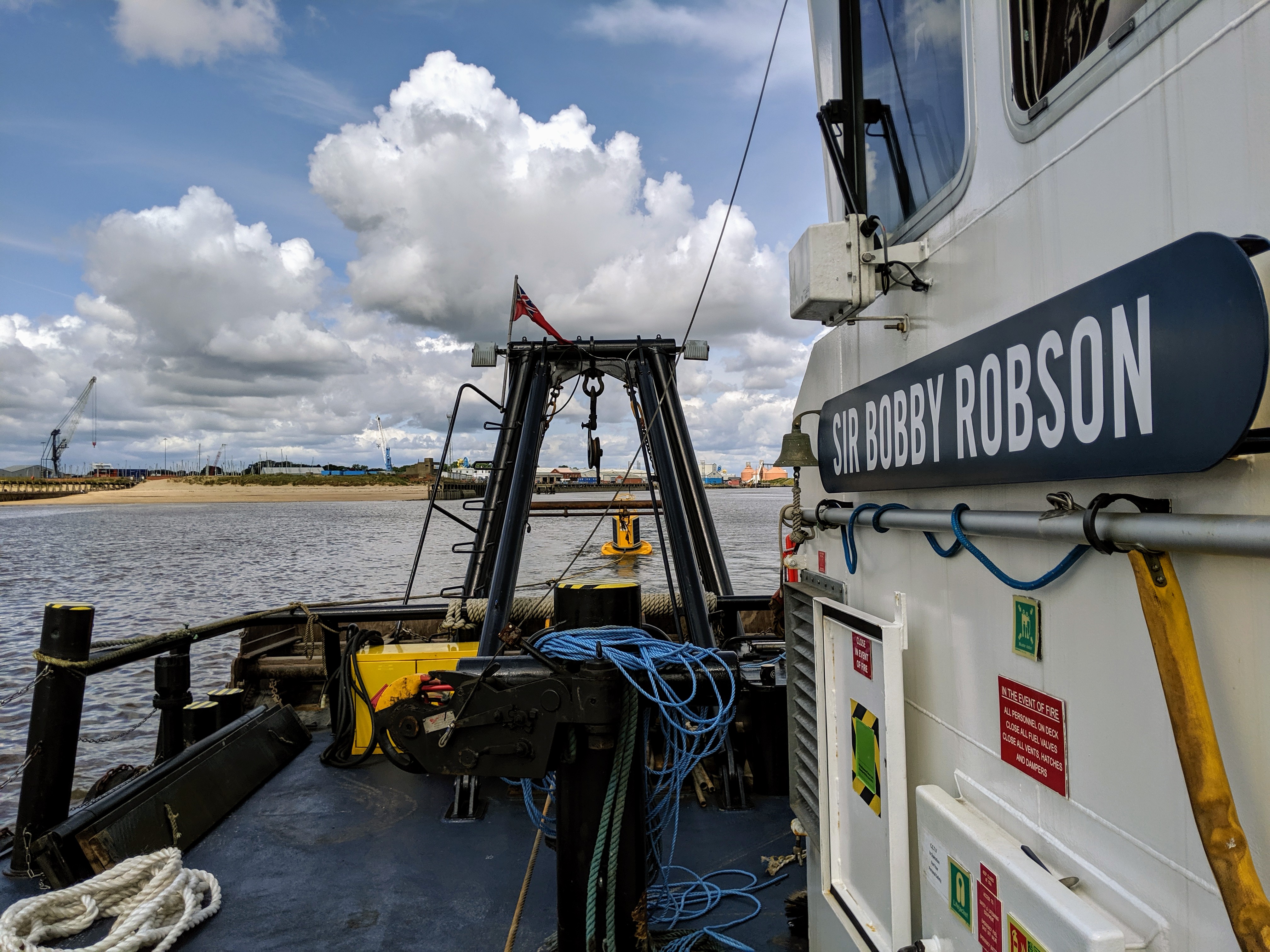 Towing the Buoy behind the Sir Bobby Robson